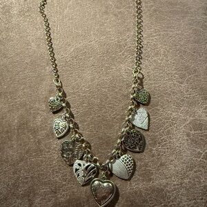 Elegant Silver Hearts Charms Necklace